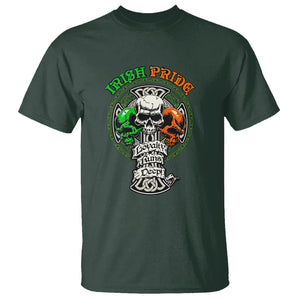 Irish Pride Skull T Shirt Celtic Cross Ireland Flag St. Patricks Day TS02 Dark Forest Green Printyourwear