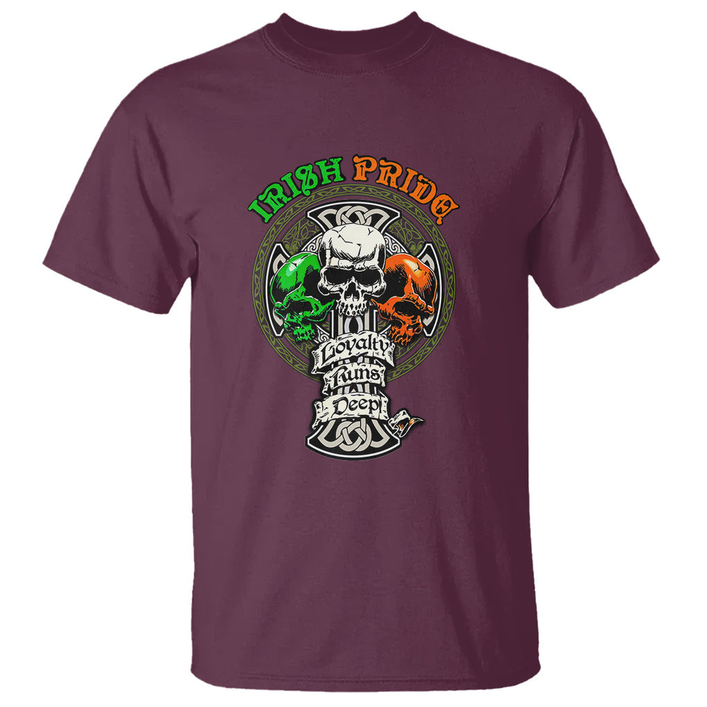 Irish Pride Skull T Shirt Celtic Cross Ireland Flag St. Patricks Day TS02 Maroon Printyourwear