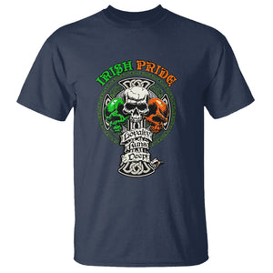 Irish Pride Skull T Shirt Celtic Cross Ireland Flag St. Patricks Day TS02 Navy Printyourwear