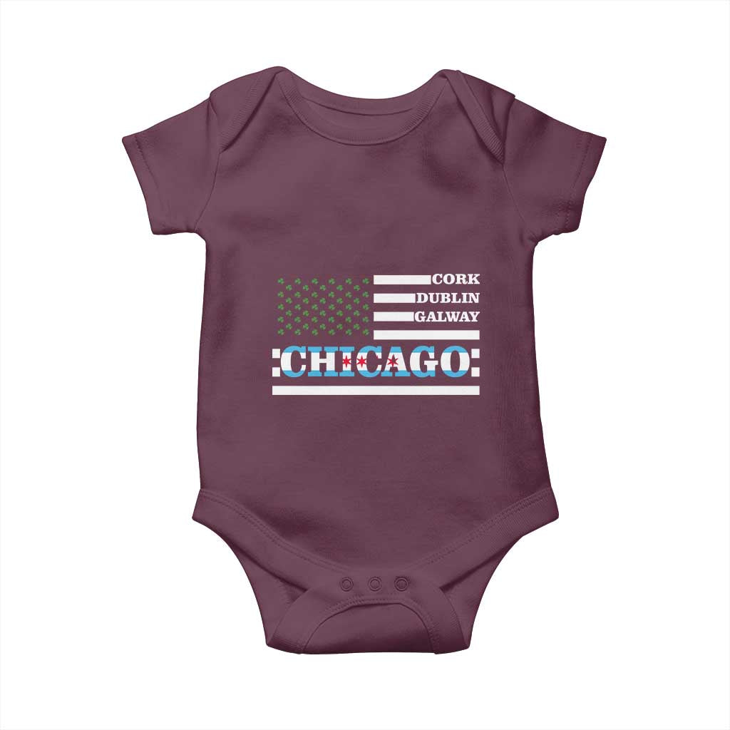 Chicago St Patricks Day Baby Onesie Cork Dublin Galway South Side Irish Flag TS02 Maroon Print Your Wear