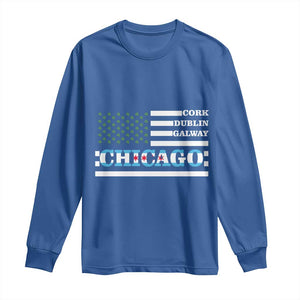 Chicago St Patricks Day Long Sleeve Shirt Cork Dublin Galway South Side Irish Flag TS02 Royal Blue Print Your Wear