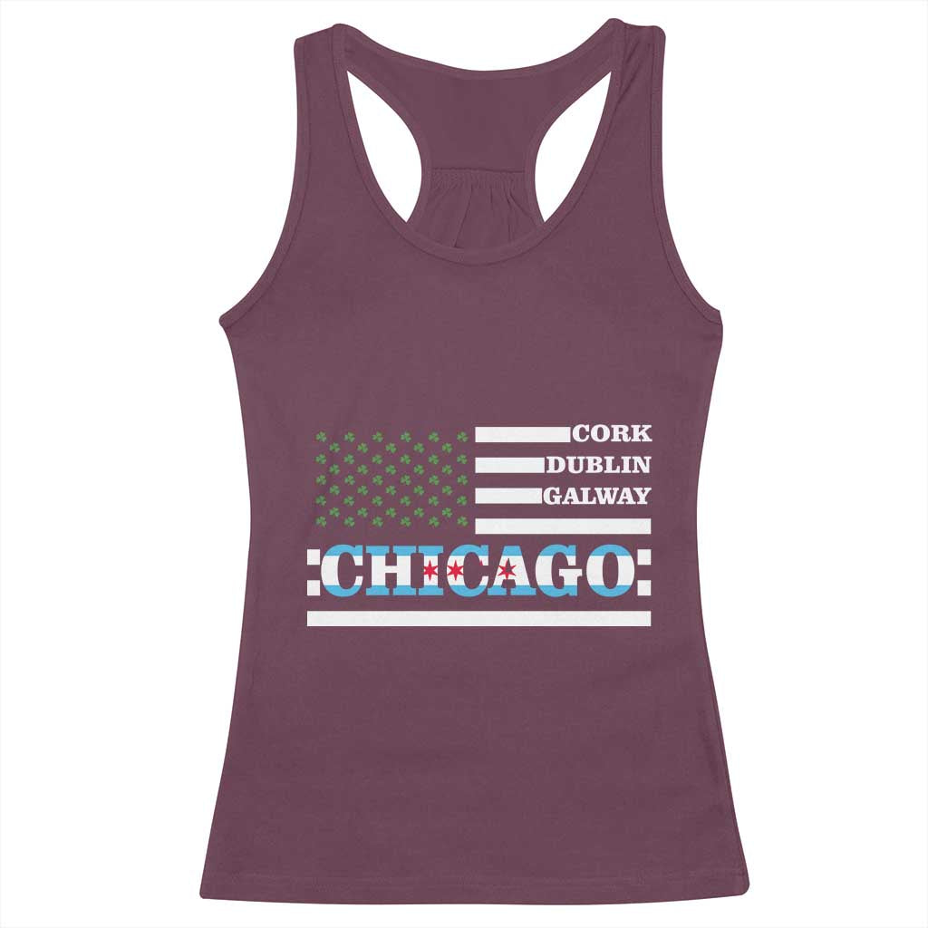 Chicago St Patricks Day Racerback Tank Top Cork Dublin Galway South Side Irish Flag TS02 Maroon Print Your Wear