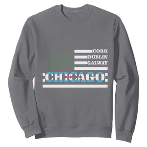 Chicago St Patrick's Day Sweatshirt Cork Dublin Galway South Side Irish Flag TS02 Charcoal Printyourwear