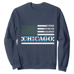 Chicago St Patrick's Day Sweatshirt Cork Dublin Galway South Side Irish Flag TS02 Navy Printyourwear