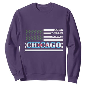 Chicago St Patrick's Day Sweatshirt Cork Dublin Galway South Side Irish Flag TS02 Purple Printyourwear