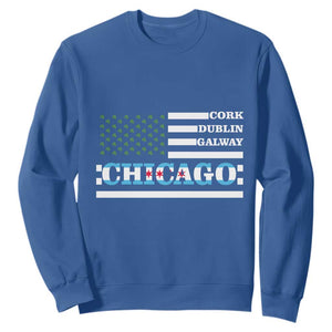 Chicago St Patrick's Day Sweatshirt Cork Dublin Galway South Side Irish Flag TS02 Royal Blue Printyourwear