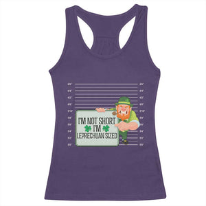 Funny St Patricks Day Racerback Tank Top I'm Not Short I'm Leprechaun Sized Mugshot TS02 Purple Print Your Wear