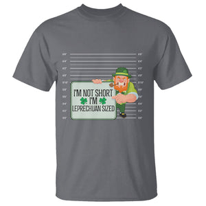 Funny St. Patricks Day T Shirt I'm Not Short I'm Leprechaun Sized Mugshot TS02 Charcoal Printyourwear