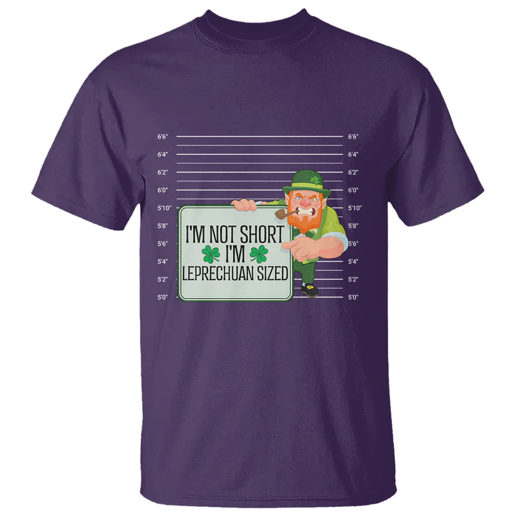 Funny St. Patricks Day T Shirt I'm Not Short I'm Leprechaun Sized Mugshot TS02 Purple Printyourwear