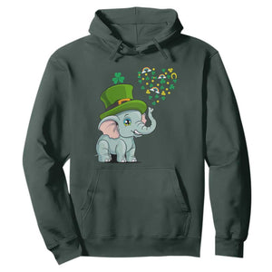 Cute Elephant St. Patricks Day Hoodie for Boys Girls TS02 Dark Forest Green Printyourwear