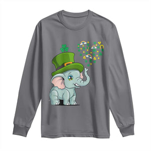 Cute Elephant St Patricks Day Long Sleeve Shirt for Boys Girls TS02 Charcoal Print Your Wear