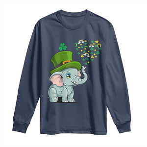 Cute Elephant St Patricks Day Long Sleeve Shirt for Boys Girls TS02 Navy Print Your Wear