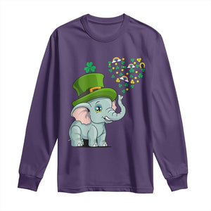 Cute Elephant St Patricks Day Long Sleeve Shirt for Boys Girls TS02 Purple Print Your Wear