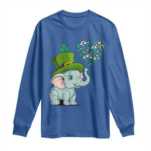 Cute Elephant St Patricks Day Long Sleeve Shirt for Boys Girls TS02 Royal Blue Print Your Wear