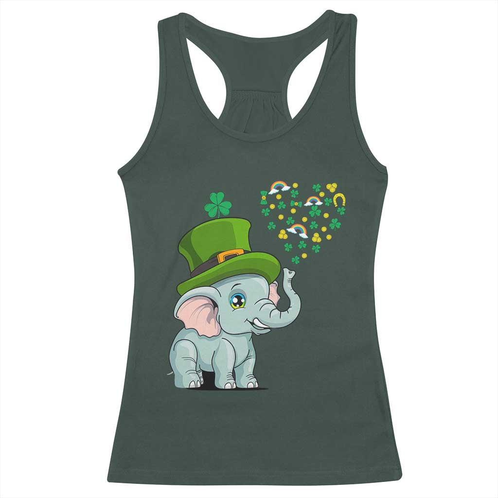 Cute Elephant St Patricks Day Racerback Tank Top for Boys Girls TS02 Dark Forest Green Print Your Wear