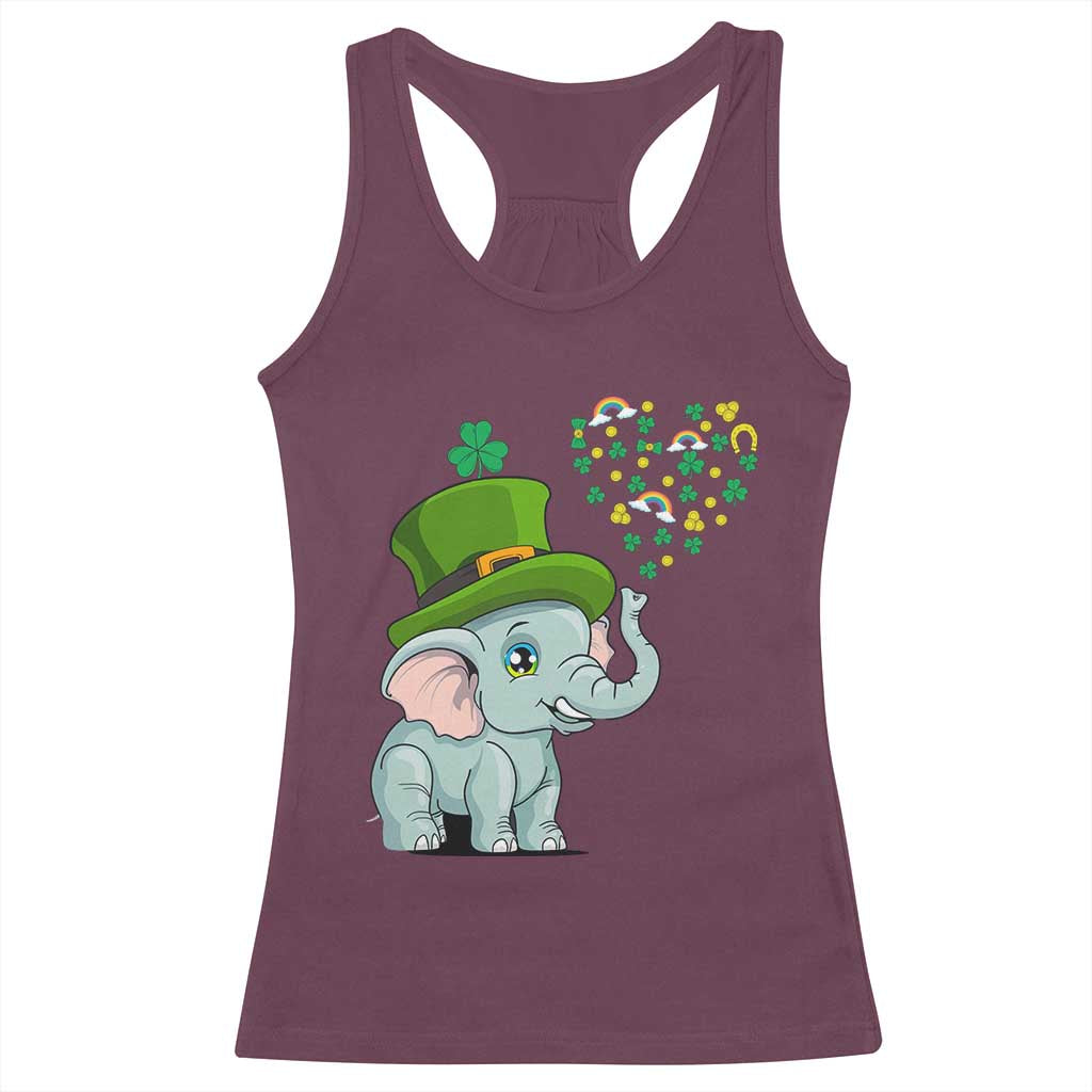Cute Elephant St Patricks Day Racerback Tank Top for Boys Girls TS02 Maroon Print Your Wear