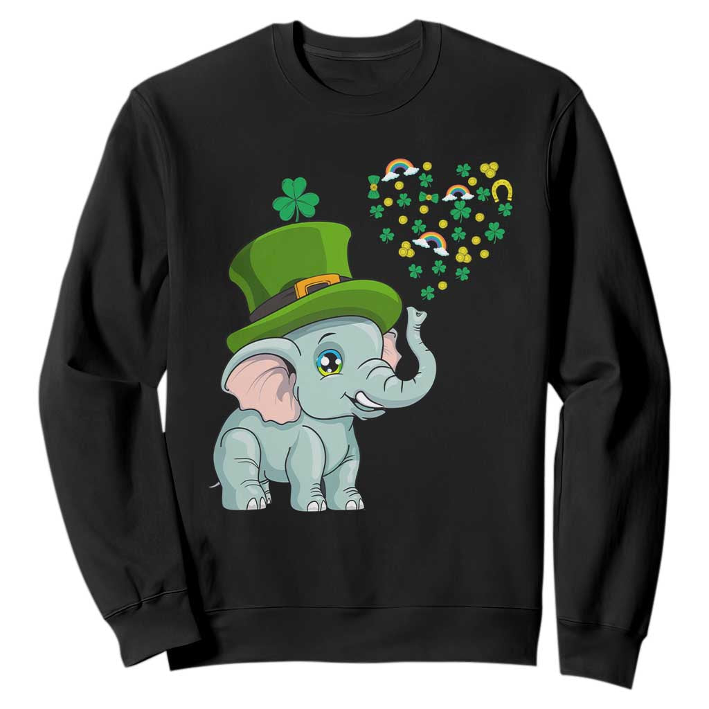 Cute Elephant St. Patricks Day Sweatshirt for Boys Girls TS02 Black Printyourwear