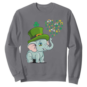 Cute Elephant St. Patricks Day Sweatshirt for Boys Girls TS02 Charcoal Printyourwear