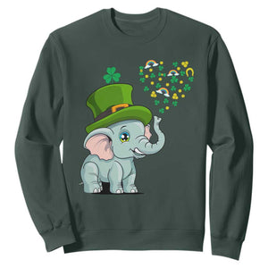 Cute Elephant St. Patricks Day Sweatshirt for Boys Girls TS02 Dark Forest Green Printyourwear