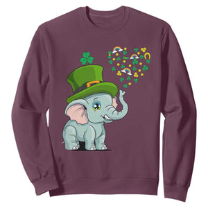 Cute Elephant St. Patricks Day Sweatshirt for Boys Girls TS02 Maroon Printyourwear