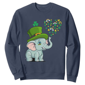 Cute Elephant St. Patricks Day Sweatshirt for Boys Girls TS02 Navy Printyourwear