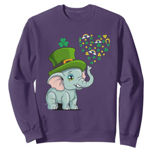 Cute Elephant St. Patricks Day Sweatshirt for Boys Girls TS02 Purple Printyourwear