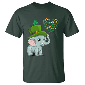 Cute Elephant St. Patricks Day T Shirt for Boys Girls TS02 Dark Forest Green Printyourwear