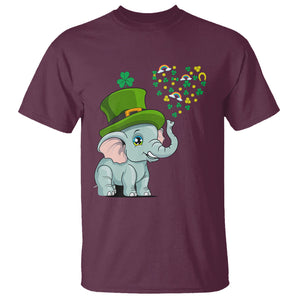 Cute Elephant St. Patricks Day T Shirt for Boys Girls TS02 Maroon Printyourwear