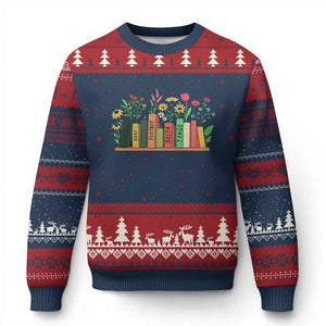 Subtle FDT 8647 Ugly Christmas Sweater Foxtrots Deltas Tangos Book Lovers Flower TS02 Navy Red Print Your Wear