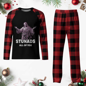 Funny Jesus Plaid Pajama Set Stunads All Of You TS02 Buffalo Plaid Print Your Wear