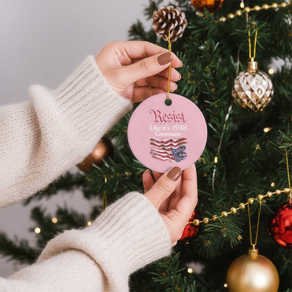 American Flag Resist Ceramic Ornament Like It's 1938 Germany TS02 1pc Light Pink Print Your Wear