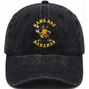 Cute Bananas Graphic Washed Cotton Baseball Cap Game Day Cool Catcher Baseball Lover TS02 Washed Cap Universal Fit Black Print Your Wear