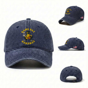 Cute Bananas Graphic Washed Cotton Baseball Cap Game Day Cool Catcher Baseball Lover TS02 Washed Cap Universal Fit Navy Print Your Wear