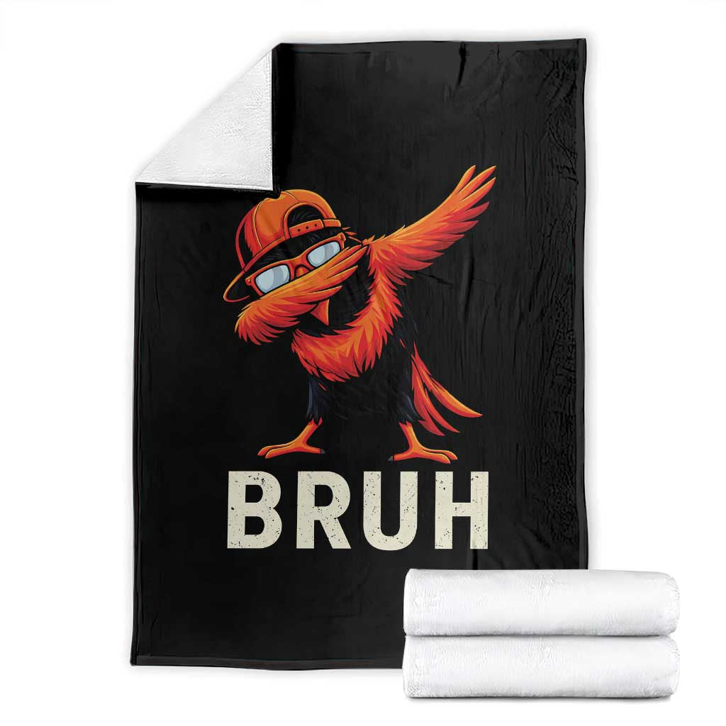 Funny Dabbing Oriole Bird Bruh Throw Blanket Cool Game Day Sports Fan TS02 Black Print Your Wear