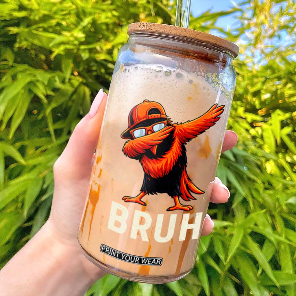 Funny Dabbing Oriole Bird Bruh Glass Can Cool Game Day Sports Fan TS02 Black Print Your Wear
