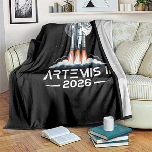 Lunar Journey 2026 Retro Rocket Launch Throw Blanket Space Exploration Astronomy Enthusiasts Sci-Fi Lovers TS02 Print Your Wear
