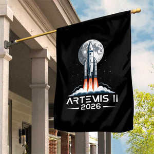 Lunar Journey 2026 Retro Rocket Launch Garden Flag Space Exploration Astronomy Enthusiasts Sci-Fi Lovers TS02 Print Your Wear