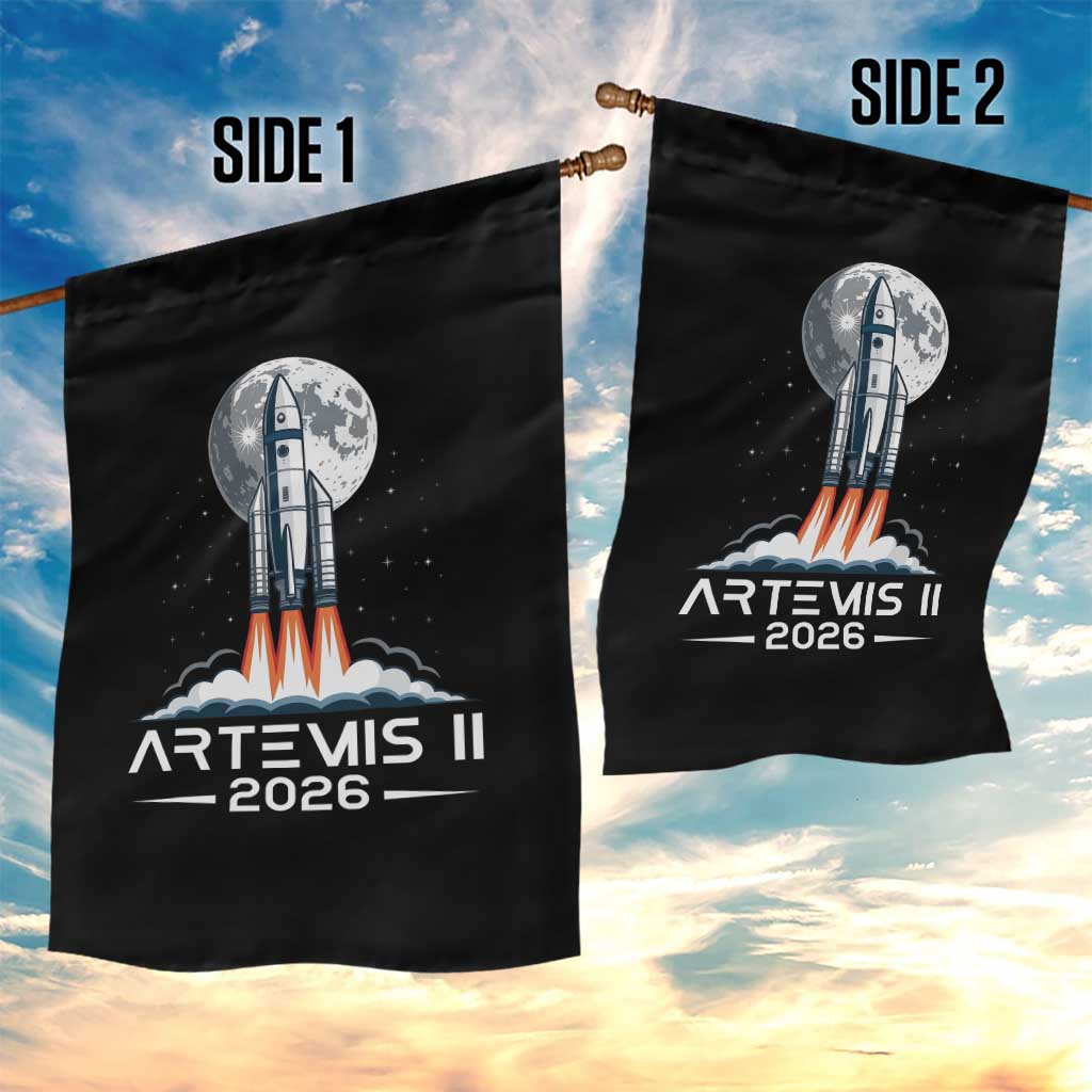 Lunar Journey 2026 Retro Rocket Launch Garden Flag Space Exploration Astronomy Enthusiasts Sci-Fi Lovers TS02 Print Your Wear