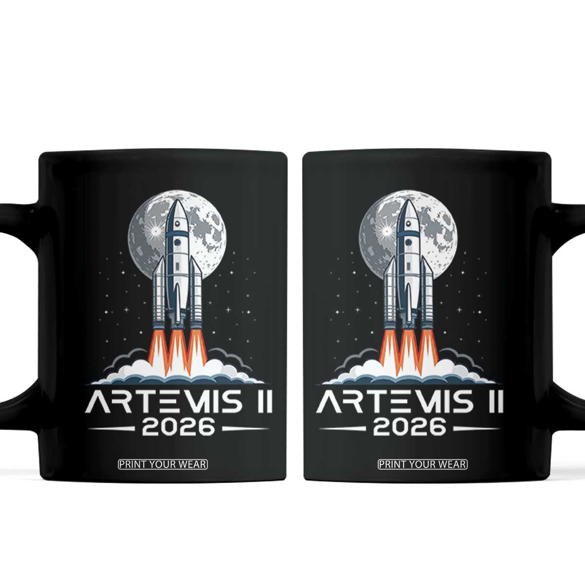 Lunar Journey 2026 Retro Rocket Launch Coffee Mug Space Exploration Astronomy Enthusiasts Sci-Fi Lovers TS02 Black Print Your Wear