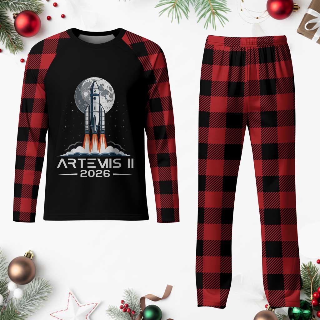 Lunar Journey 2026 Retro Rocket Launch Plaid Pajama Set Space Exploration Astronomy Enthusiasts Sci-Fi Lovers TS02 Buffalo Plaid Print Your Wear