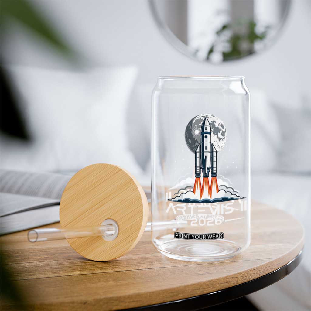 Lunar Journey 2026 Retro Rocket Launch Glass Can Space Exploration Astronomy Enthusiasts Sci-Fi Lovers TS02 Print Your Wear