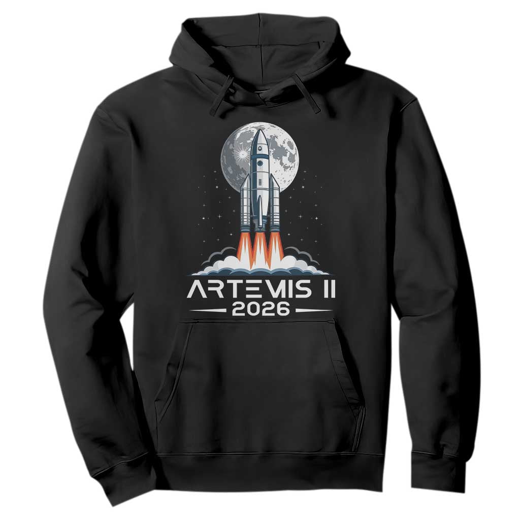 Lunar Journey 2026 Retro Rocket Launch Hoodie Space Exploration Astronomy Enthusiasts Sci-Fi Lovers TS02 Black Print Your Wear