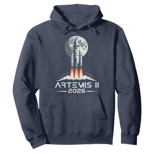 Lunar Journey 2026 Retro Rocket Launch Hoodie Space Exploration Astronomy Enthusiasts Sci-Fi Lovers TS02 Navy Print Your Wear