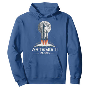 Lunar Journey 2026 Retro Rocket Launch Hoodie Space Exploration Astronomy Enthusiasts Sci-Fi Lovers TS02 Royal Blue Print Your Wear