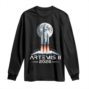 Lunar Journey 2026 Retro Rocket Launch Long Sleeve Shirt Space Exploration Astronomy Enthusiasts Sci-Fi Lovers TS02 Black Print Your Wear