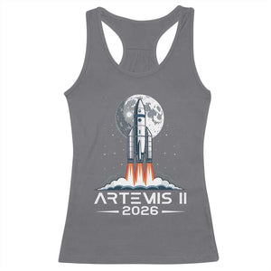 Lunar Journey 2026 Retro Rocket Launch Racerback Tank Top Space Exploration Astronomy Enthusiasts Sci-Fi Lovers TS02 Charcoal Print Your Wear