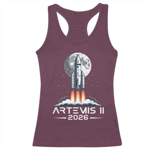 Lunar Journey 2026 Retro Rocket Launch Racerback Tank Top Space Exploration Astronomy Enthusiasts Sci-Fi Lovers TS02 Maroon Print Your Wear