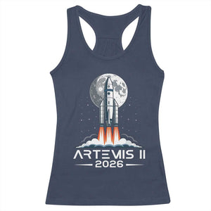Lunar Journey 2026 Retro Rocket Launch Racerback Tank Top Space Exploration Astronomy Enthusiasts Sci-Fi Lovers TS02 Navy Print Your Wear