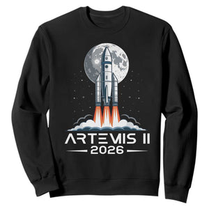 Lunar Journey 2026 Retro Rocket Launch Sweatshirt Space Exploration Astronomy Enthusiasts Sci-Fi Lovers TS02 Black Print Your Wear