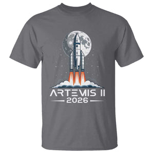 Lunar Journey 2026 Retro Rocket Launch T Shirt Space Exploration Astronomy Enthusiasts Sci-Fi Lovers TS02 Charcoal Print Your Wear